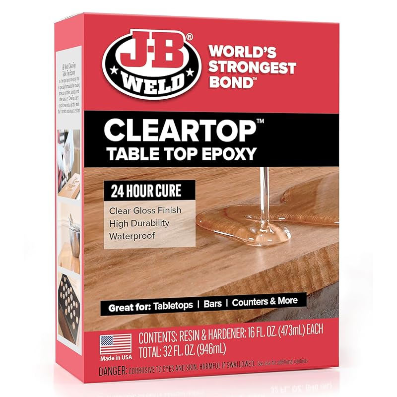 J-B Weld Tabletop Epoxy Resin 32oz Kit: Clear, Fast Cure, Minimal Bubb