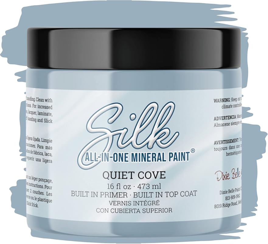 Dixie Belle Silk All-in-One Mineral Paint, Quiet Cove 16oz, Blue-Gray,