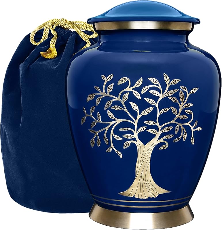 Trupoint Memorials Large Blue Tree of Life Cremation Urn for Human Ash