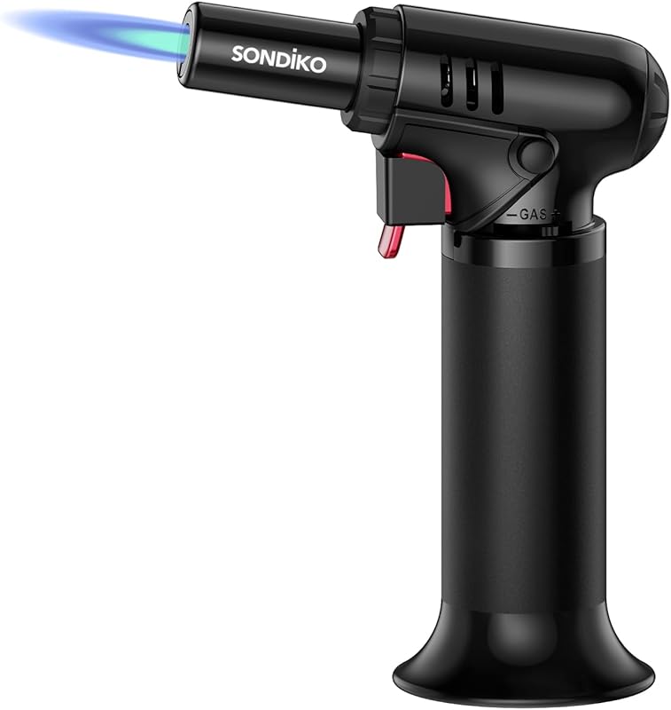 Sondiko Butane Torch Lighter with Visible Fuel Window, Adjustable Flam