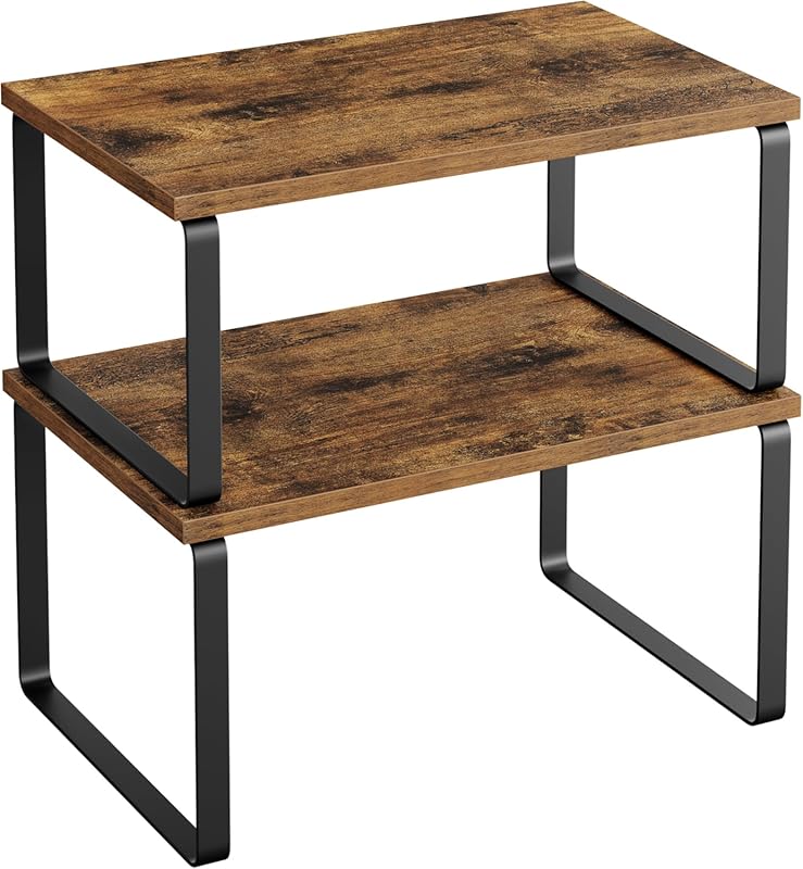 SONGMICS UKCS020X01 Cabinet Organizer Shelf (Set of 2), Stackable Expa