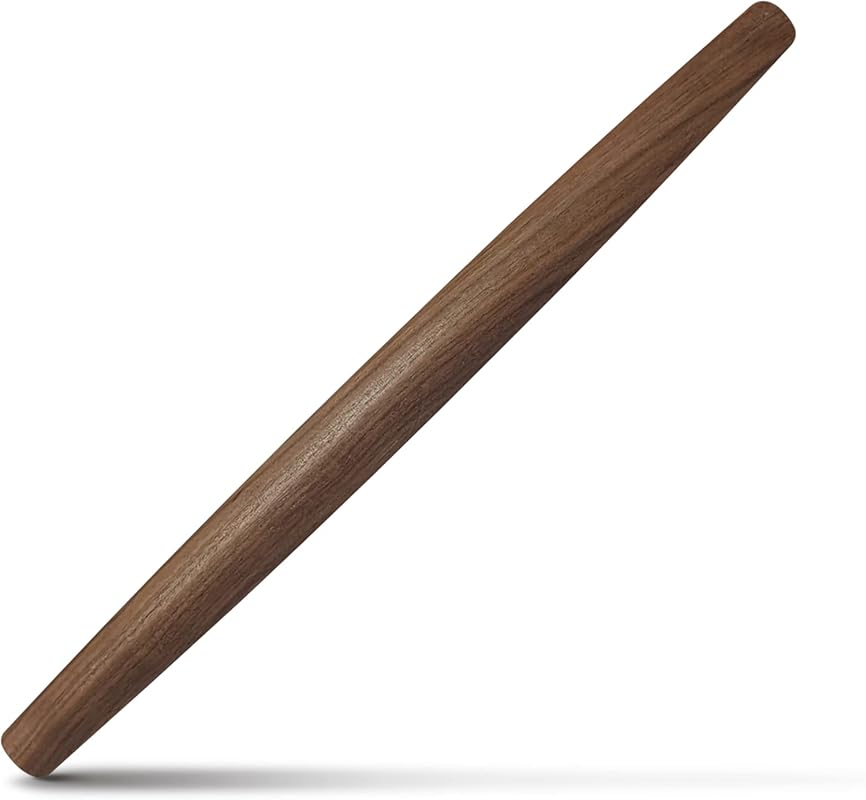 17-inch Walnut Wood French Rolling Pin, Tapered Design for Fondant, Pi