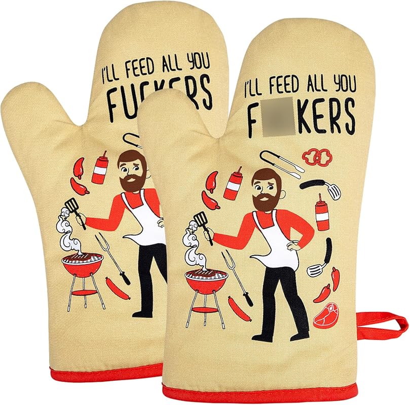 Miracu Funny Oven Mitts: Unique BBQ Grilling Gifts for Men Who Cook, C
