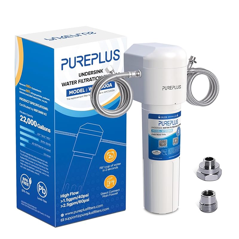 PUREPLUS Under Sink Water Filter System: 22000 Gallons, NSF Certified,