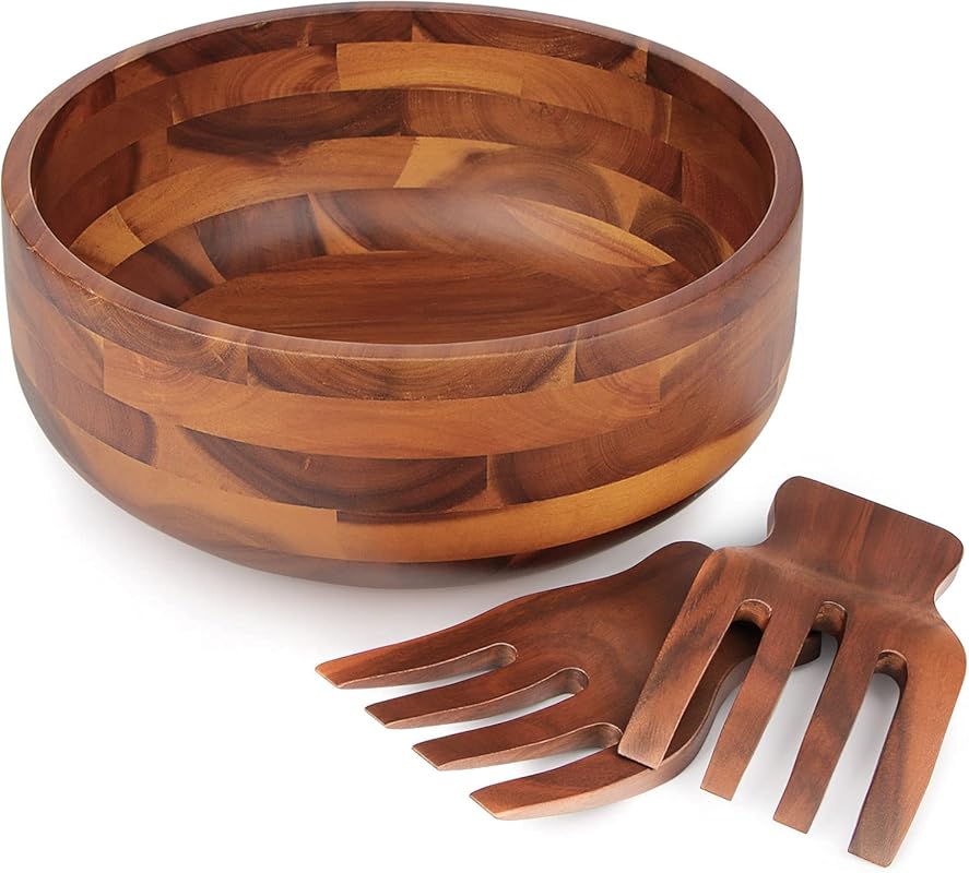AIDEA Large Acacia Wood Salad Bowl Set, 11