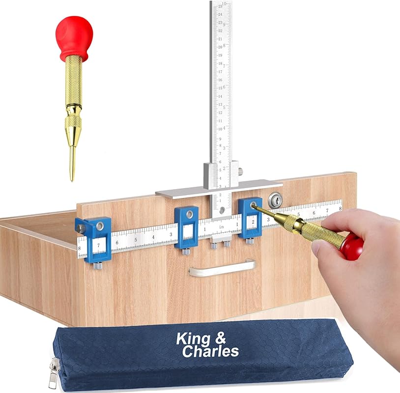 King&Charles Metal Cabinet Hardware Jig with Automatic Center Punch fo