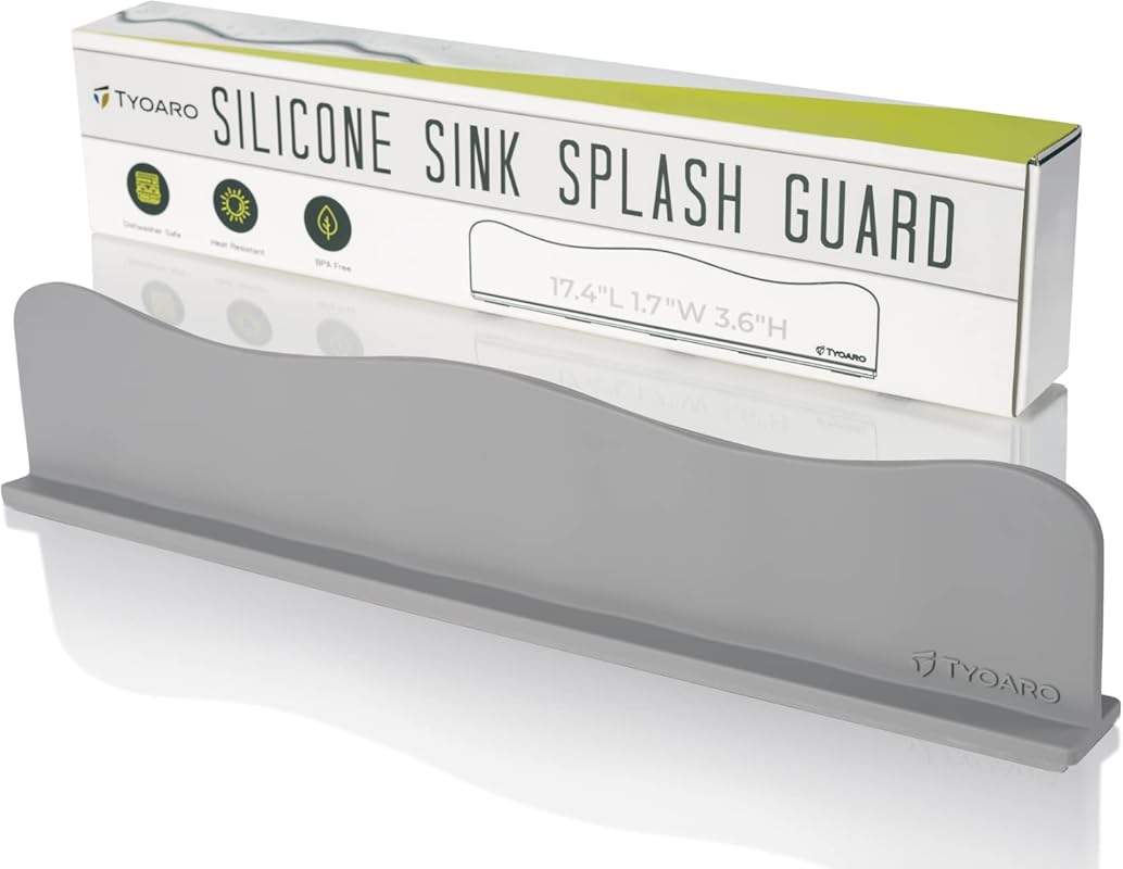 Silicone Sink Splash Guard with Secure Non-Slip Suction Cups for Kitch