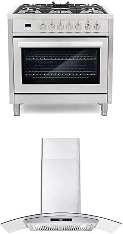 Cosmo 36" Appliance Package: Premium Dual Fuel Range COS-F965 & Wall M