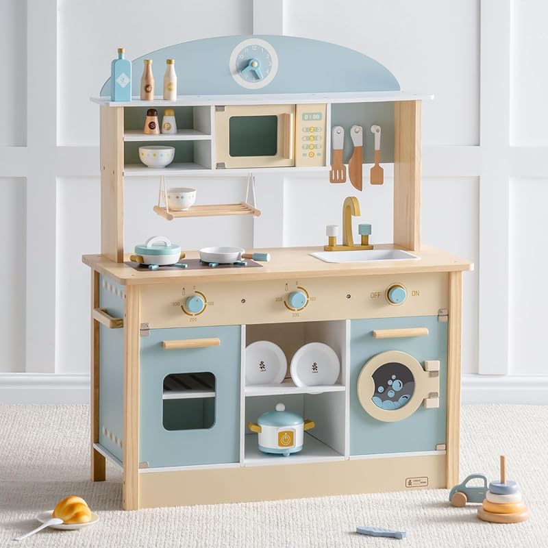 ROBUD Wooden Play Kitchen Set for Kids & Toddlers, Pretend Toy for Boy