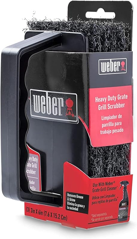 Weber Heavy-Duty Black Grill Grate Scrubber: Comfortable Contoured Gri