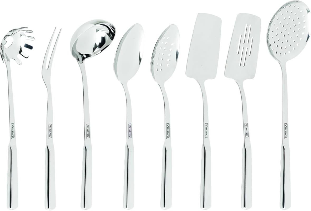 Viking 8 Piece Stainless Steel Kitchen Utensils Set, Includes Spatulas