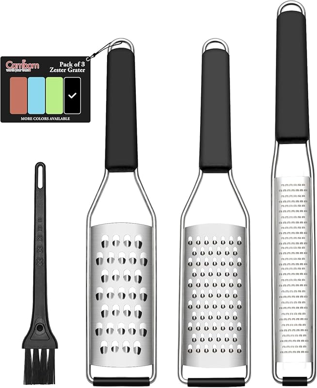 Cambom Heavy Duty Stainless Steel Zester & Grater Set; Multi-Purpose f