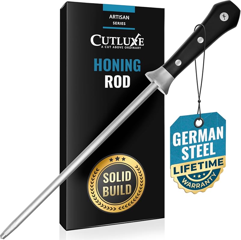 Cutluxe Artisan Series 10-Inch Professional Honing Rod with Ergonomic 
