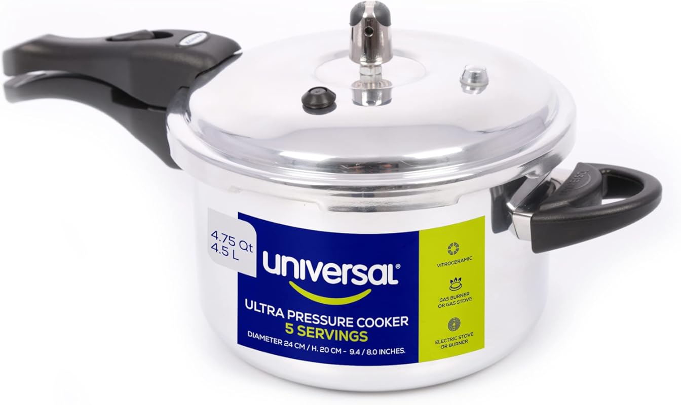 Universal Anti-Rust Ultra Aluminum Pressure Cooker, 4.75 Quart for 5 S