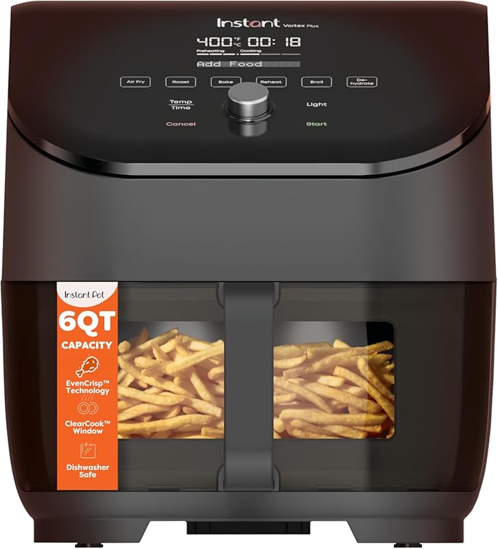 Instant Pot Vortex Plus ClearCook 6QT Air Fryer, 6-in-1 Functions, Cle