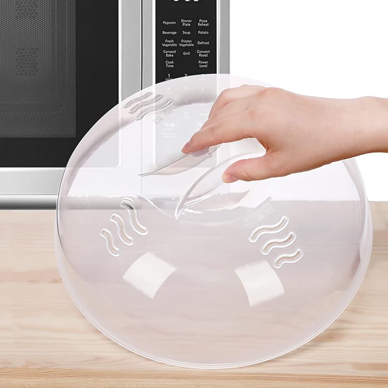 Large 11.5-Inch Microwave Splatter Cover with Easy Grip Handle, Vented