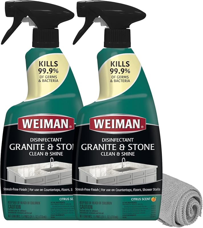 Weiman Disinfectant Granite Daily Clean & Shine (2 Pack) with Cloth fo