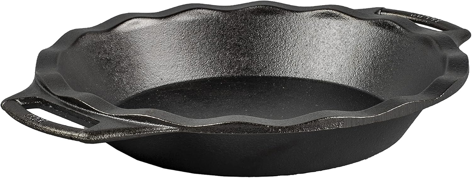 Lodge Durable Pre-Seasoned Cast Iron 9-Inch Pie Pan for Even Heating.