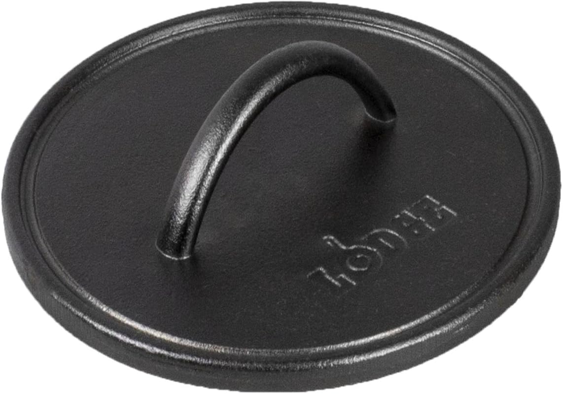 Lodge Pre-Seasoned 8-Inch Round Cast Iron Griddle Press for Stove & Gr
