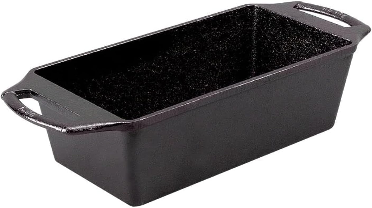 Lodge 8.5x4.5 Inch Cast Iron Loaf Pan, Black, for Baking Bread, Meatlo