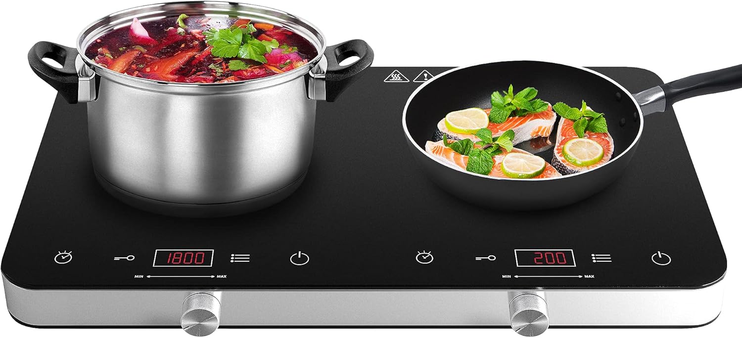 Portable Double Induction Cooktop 1800W, Electric Countertop Stove wit