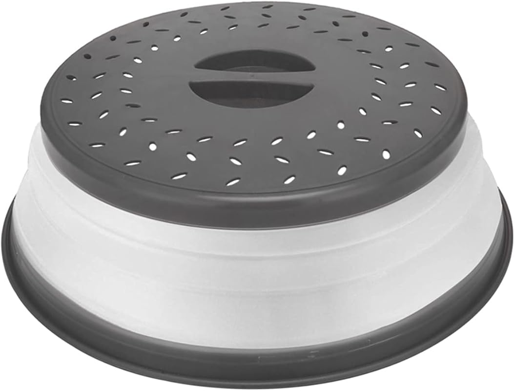 Collapsible 10.5-Inch Microwave Splatter Cover with Easy Grip Handle, 
