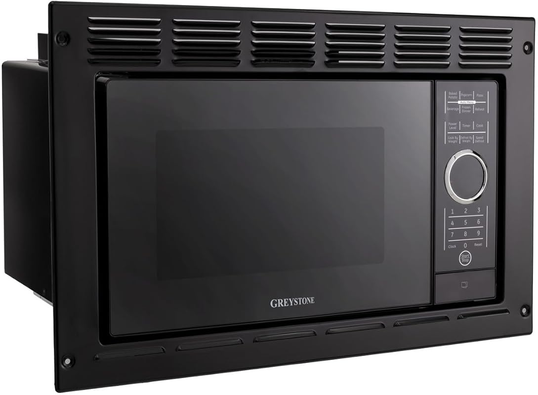 RecPro RPM-5-BLK 0.9 cu. ft. Black RV Microwave with Trim Kit, 900W. D