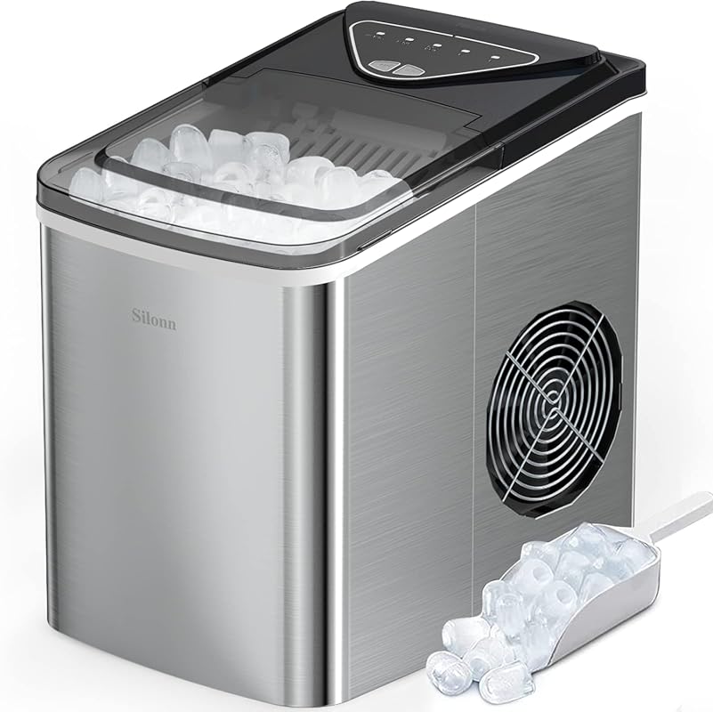 Silonn Countertop Ice Maker, Self-Cleaning Machine, 26lbs Daily, Bulle