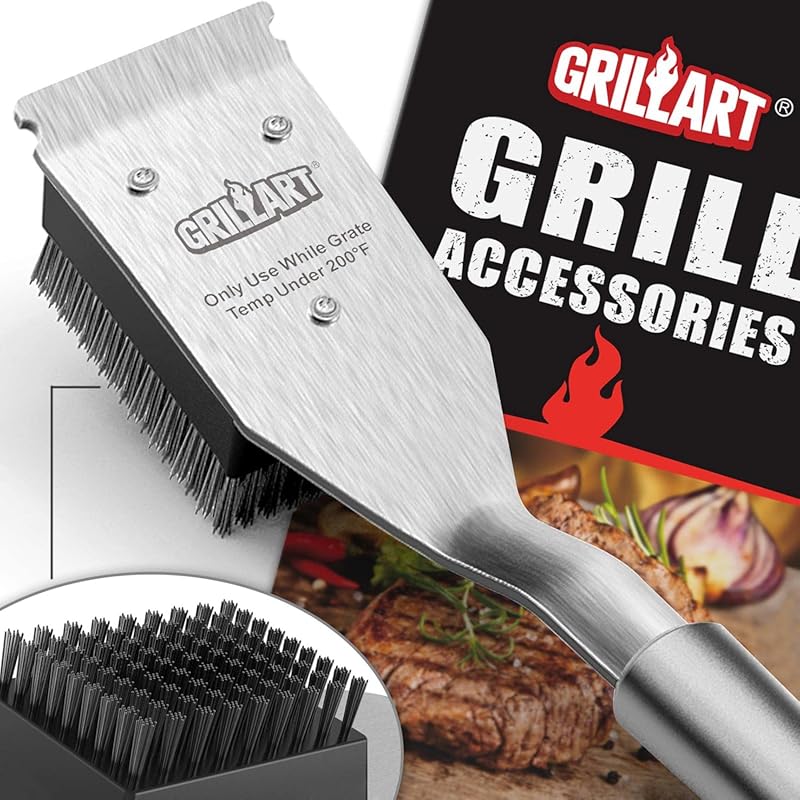 GRILLART Wire Grill Brush & Scraper, 16.5” Safe BBQ Cleaner Brush for 