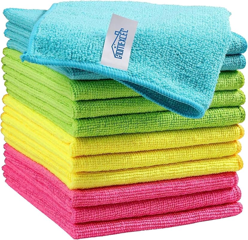 HOMEXCEL Microfiber Cleaning Cloths, 12 Pack Assorted Colors, 11.5
