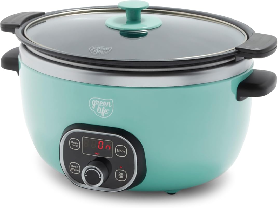 GreenLife 6-Quart PFAS-Free Ceramic Slow Cooker: Programmable, Nonstic