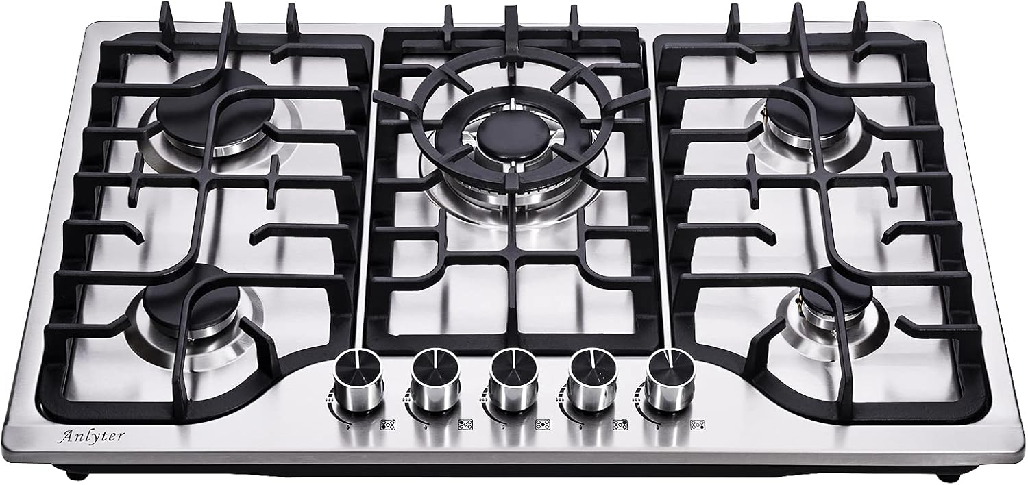 30 Inch Built-in Gas Cooktop with 5 Sealed Burners, Stainless Steel LP