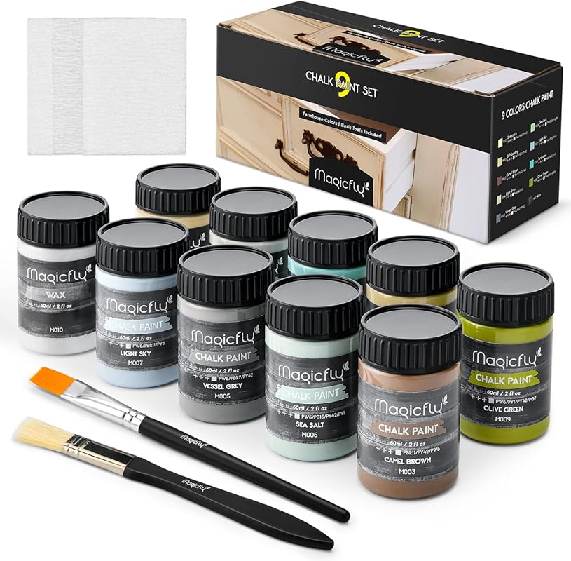 Magicfly 15-Piece Chalk Furniture Paint Set – 9 Ultra Matte Acrylic Co