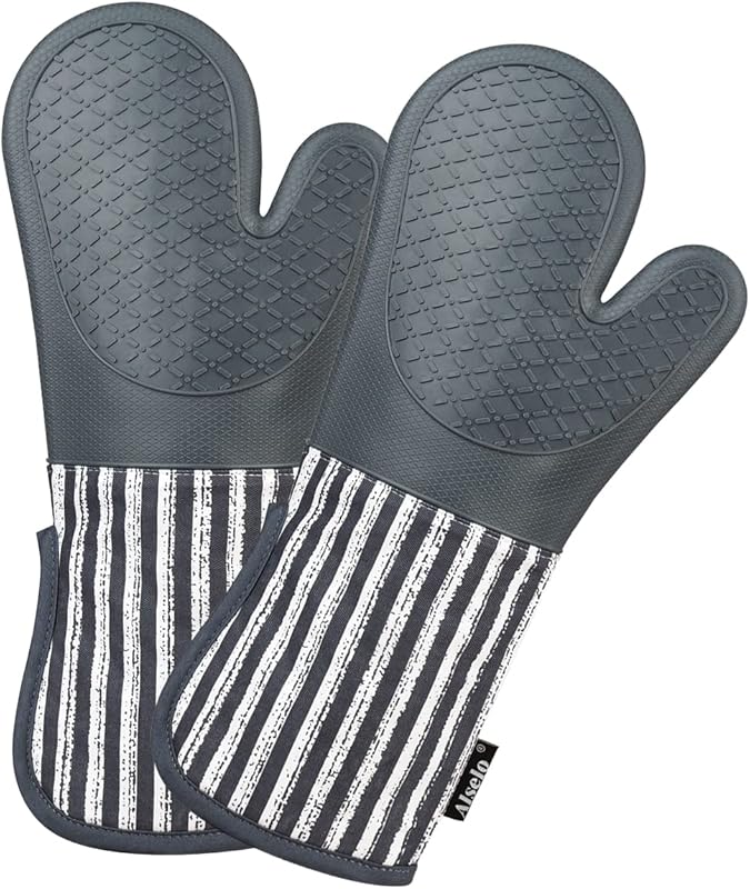 Extra Long Silicone Oven Mitts (Set of 2), Heat Resistant 932℉, Waterp