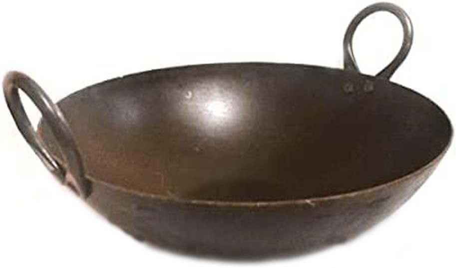 AnNafi Pure Iron Loha Kadai (9.5-10 Inch) Handmade Deep Frying Pan wit