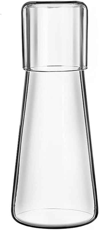 ZILJJ Clear Bedside Water Carafe Set, 30 oz Tumbler Glass Lid. Nightst