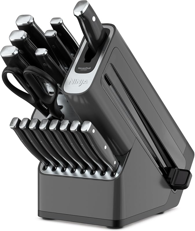 Ninja Foodi NeverDull Premium 17-Piece Knife Block Set with Built-in S