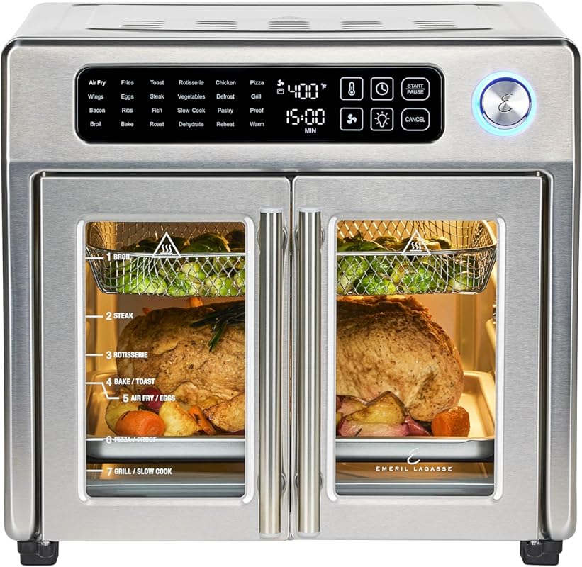 Emeril Lagasse Extra Large French Door Air Fryer Toaster Oven, 24 Func