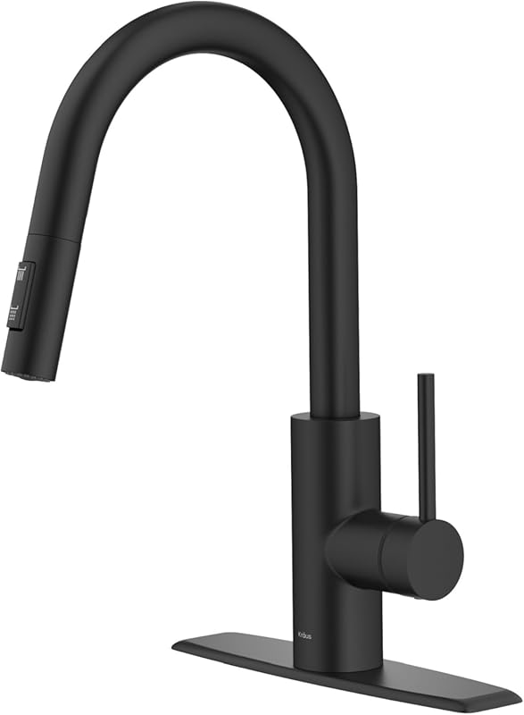 KRAUS Oletto Single Handle Pull Down Kitchen Faucet, QuickDock Top Mou