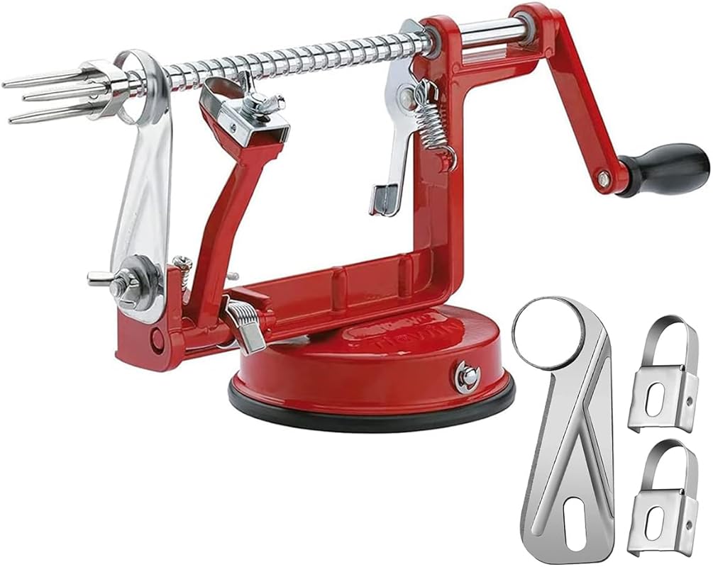 Red Long-Lasting Chrome Cast Magnesium Alloy Apple Peeler, Slicer & Co