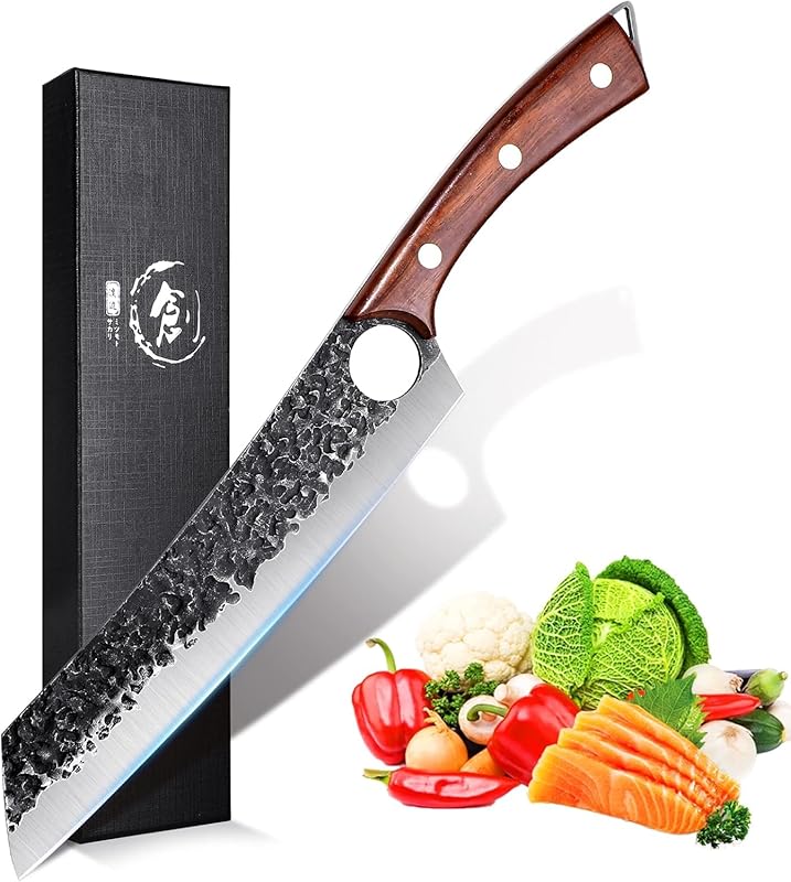 Purple Dragon 8.5-inch Chef Knife & Meat Cleaver, Hand Forged High Car