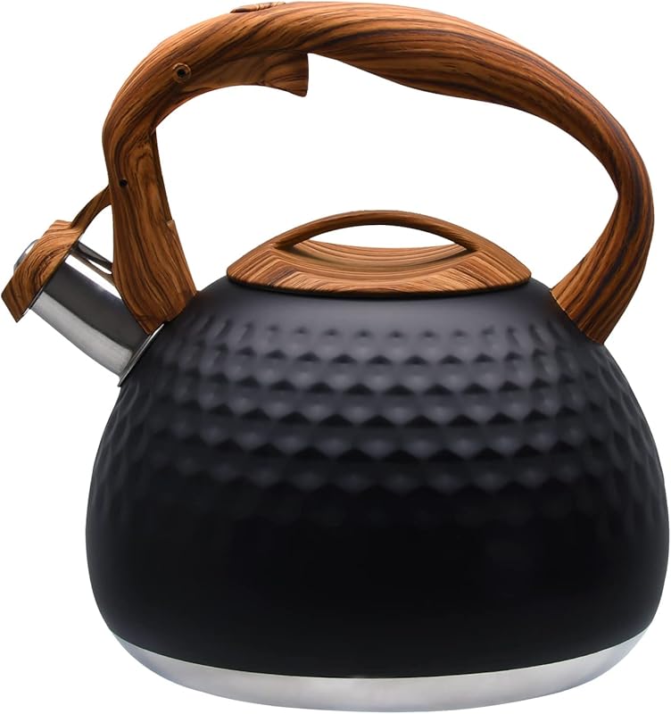 GGC 3.1QT Heavy Stainless Steel Stovetop Tea Kettle, Loud Whistle, Bla