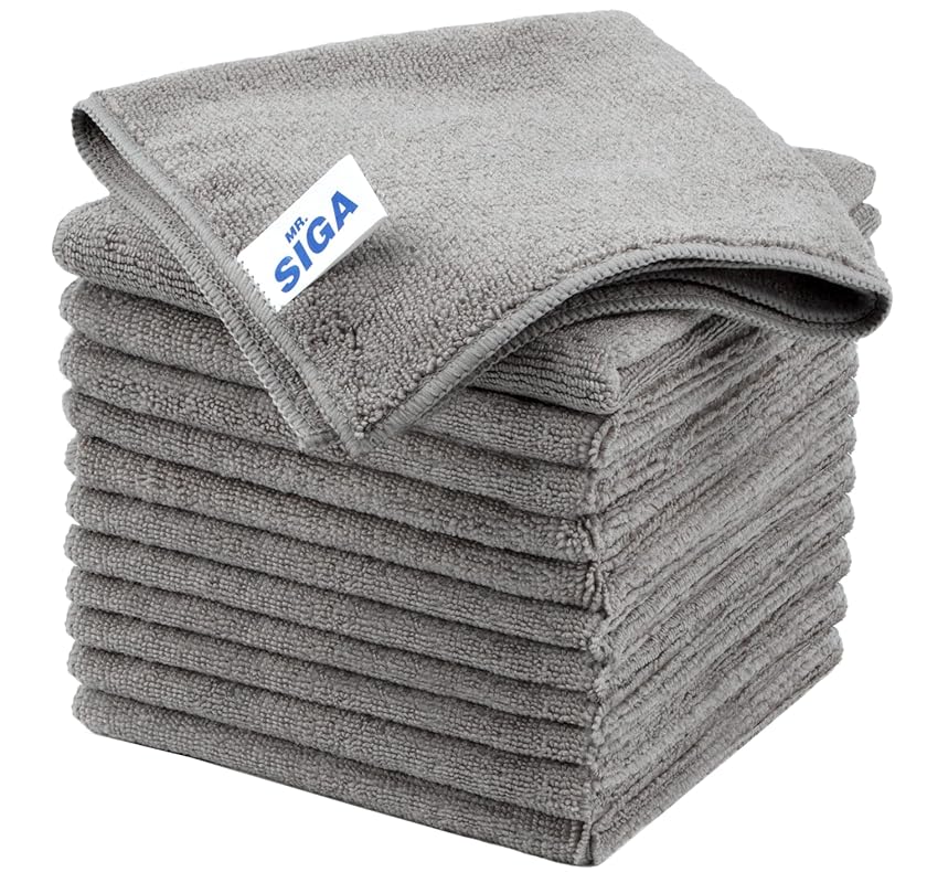 MR.SIGA 12-Pack All-Purpose Microfiber Cleaning Cloths (Grey) – Streak