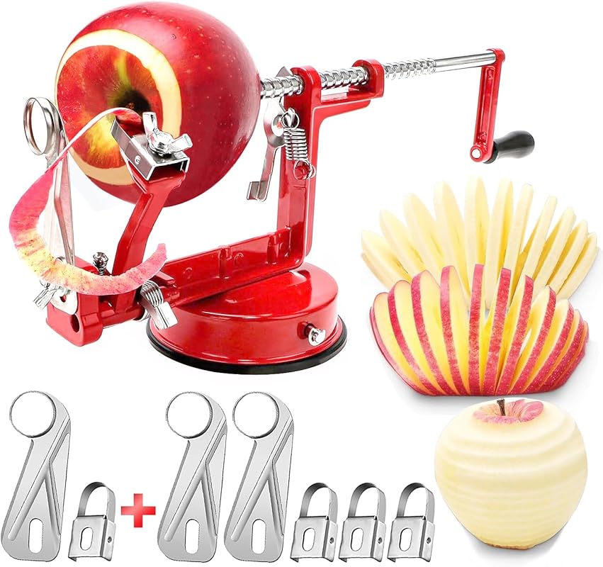 Red Long-Lasting Chrome Cast Magnesium Alloy Apple Peeler Slicer Corer