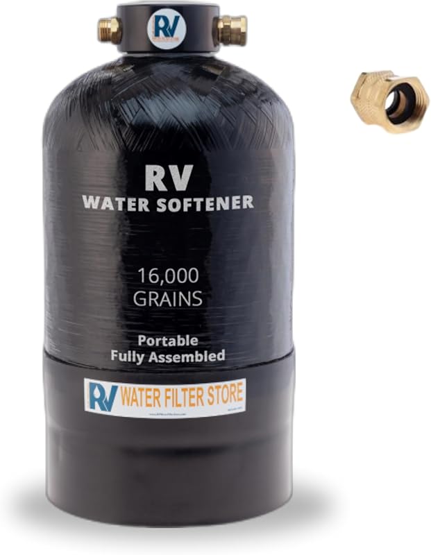 Essential Portable 16,000 Grain RV Water Softener (No Hose) with Long 
