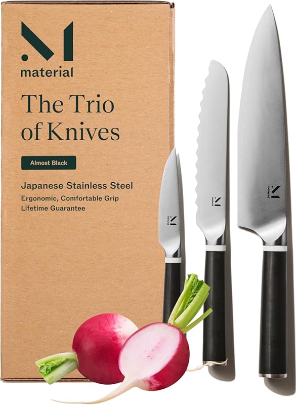 Material Kitchen Knife Trio Set - Carbon Stainless Steel Japanese Chef