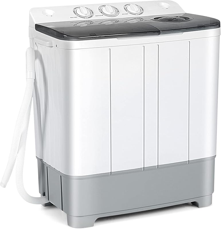 COSTWAY Portable Twin Tub Washing Machine, 22Lbs Capacity, Semi-Automa