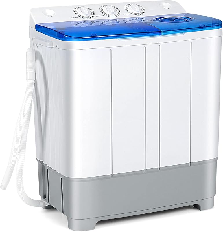 COSTWAY Portable Twin Tub Washing Machine, 22lbs Capacity Semi-Automat