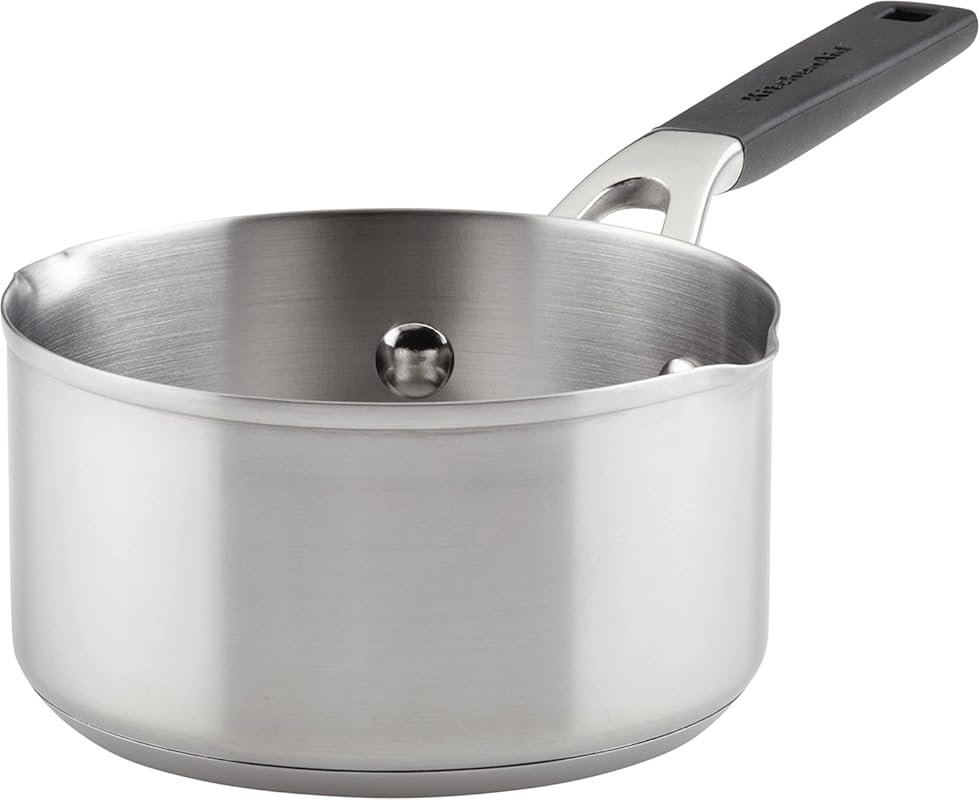 KitchenAid 71018 1-Quart Stainless Steel Saucepan with Pour Spouts, Br