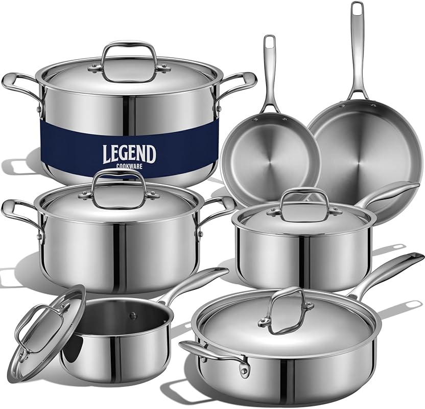 LEGEND COOKWARE 5-Ply 12-Piece Stainless Steel Cookware Set: Induction